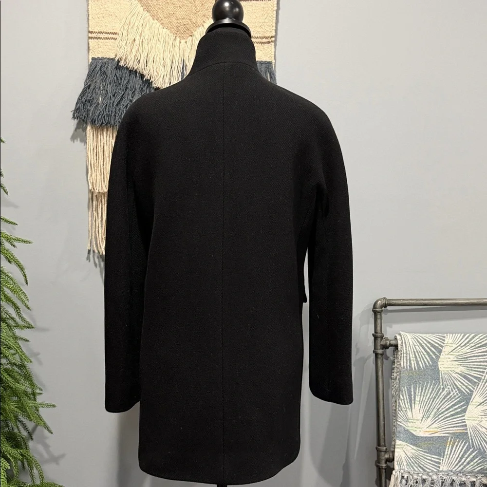 J.Crew Size 2 Black Wool Coat 79% Wool Minimalist Tailored Coat